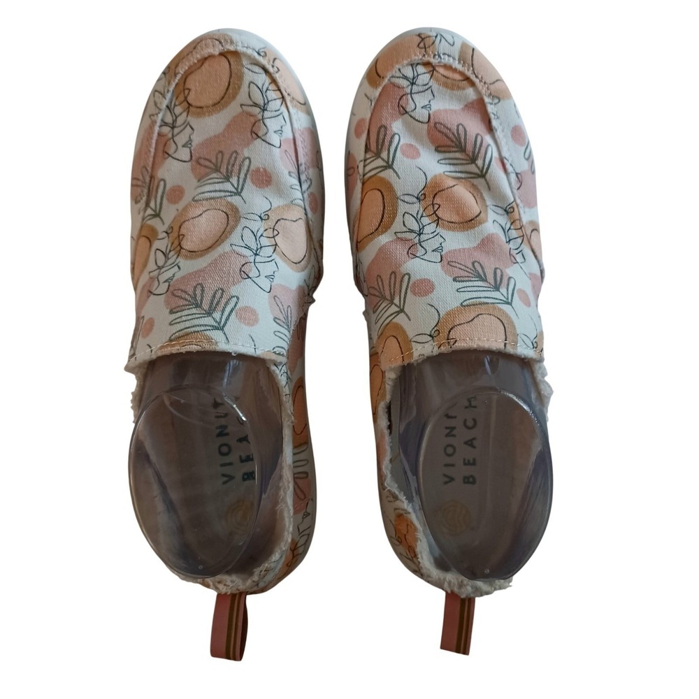 Vionic Beach Malibu Womens 8 Peach Botanical Canvas Slip On Sneakers Vegan Comfy - Picture 9 of 12